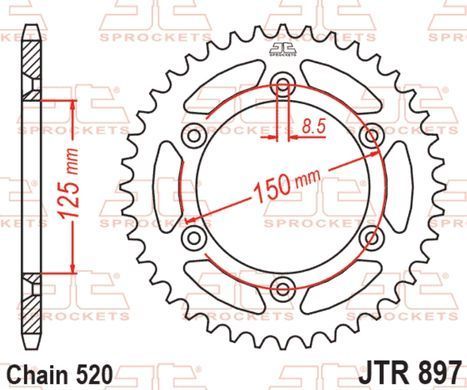 JTR897,47 Звезда задняя HUSABERG FC, FE, FS, FX, TE; HUSQVARNA FC, FE, FS, SVARTPILEN, TC, TE, TX, FX; KTM ADVENTURE, DUKE, EGS, ENDURO, EXC 125-790 1990-2020