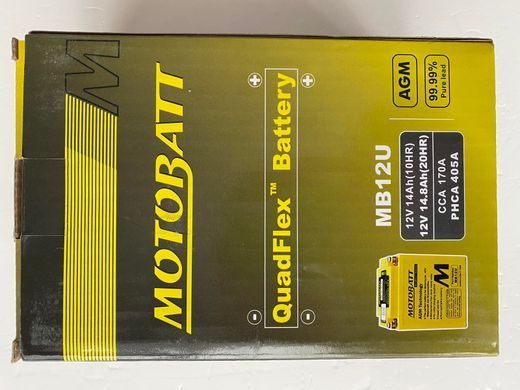 Motobatt MB12U Мото акумулятор 15 А/ч, 160 А, (+/-)(-/+), 135x80x161 мм
