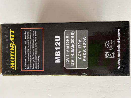 Motobatt MB12U Мото акумулятор 15 А/ч, 160 А, (+/-)(-/+), 135x80x161 мм
