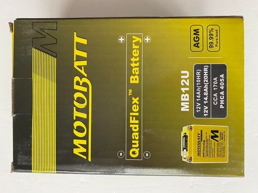 Motobatt MB12U Мото акумулятор 15 А/ч, 160 А, (+/-)(-/+), 135x80x161 мм