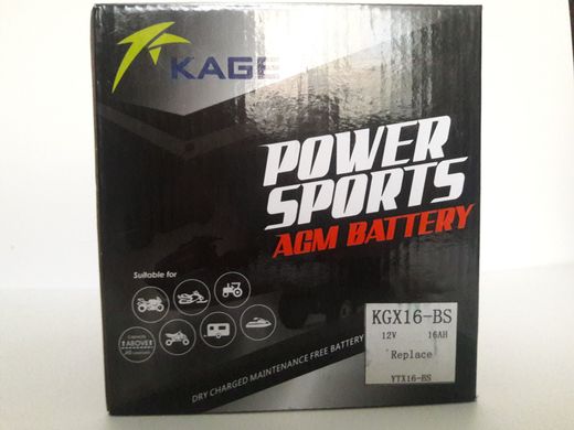 KAGE KGX16-BS Мото акумулятор 16 A / ч, 195 A, (+/-), 150x87x161 мм