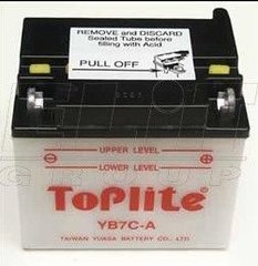 Мотоакумулятор TOPLITE YB7C-A 12V,8Ah,д. 130, ш. 90, в.114, объем 0,5, вес 3 кг,без электролита