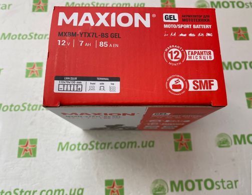 YTX7L-BS MAXION Мото акумулятор, 12V, 7Ah, 113x70x130 мм
