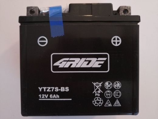 YTZ7S-BS 4 RIDE AGM, 12В 6Ah 130А R+ 113x70x105мм