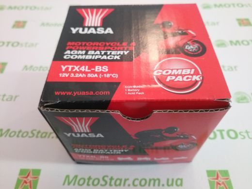 YUASA YTX4L-BS Акумулятор 3 А/ч, 50 А, (-/+), 114х71х86 мм
