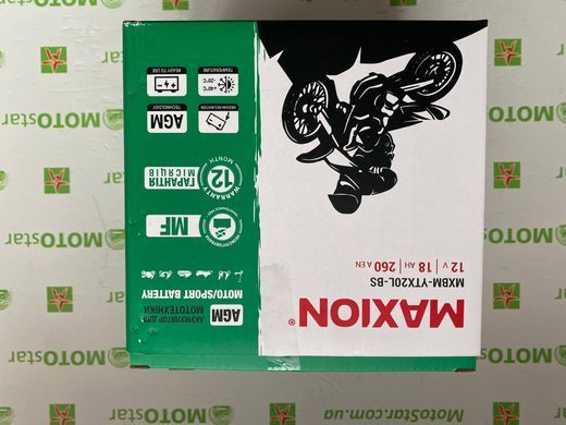 Аккумулятор Maxion AGM MXBM-YTX20L-BS 12V, 18ah, 260А, -/+