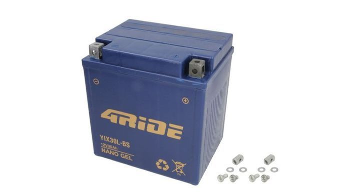 Мотоакумулятор гелевий 4RIDE YIX30L-BS GEL, 166x126x173мм, -/+, EN [A] 385, вага 9,5 кг (YTX30L-BS)