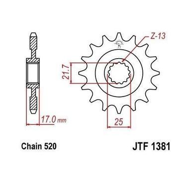 JT JTF1381.15RB - Звезда передняя с демфером HONDA CB 500F/X '13-'15, CBR 500R '13-'16, NC 700 '12-'14, CT/CTX 700 14 (204215JTRB)