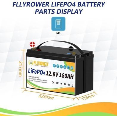 Аккумулятор FLLYROWER LiFePO4 12V/180AH, 2304W*h (литий-железо-фосфатный аккумулятор для ИБП (UPS))