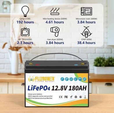 Аккумулятор FLLYROWER LiFePO4 12V/180AH, 2304W*h (литий-железо-фосфатный аккумулятор для ИБП (UPS))