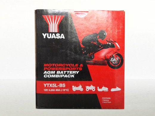 YUASA YTX5L-BS Мото аккумулятор 4,2 А/ч, 80 А, (-/+), 114х71х106 мм