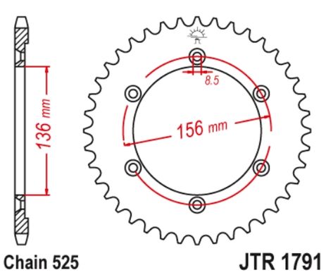 JTR1791.43 Звезда задняя SUZUKI DR, XF 650 1996-2017