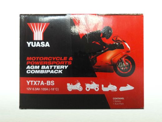YUASA YTX7A-BS Мото аккумулятор 6 А/ч, 105 А, (+/-), 150х87х94 мм