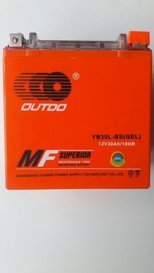 OUTDO YB30L-BS (YTX30L-BS) Акумулятор 30 А/ч, 385 А, (-/+), 166х126х175 мм