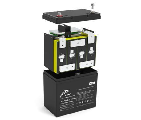 Акумуляторна батарея Ritar LiFePO4 12,8V 100Ah mini, 1280Wh BMS50@4S 229х138х210 мм, 9.9кг