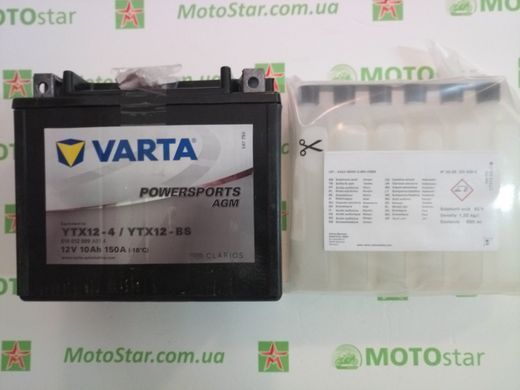 VARTA YTX12-BS (YTX12-4) Powersports AGM Аккумулятор 10 А/ч, 150 А, (+/-), 152х88х131 мм