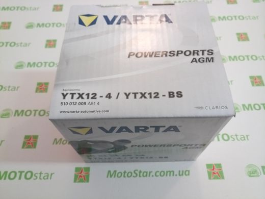 VARTA YTX12-BS (YTX12-4) Powersports AGM Аккумулятор 10 А/ч, 150 А, (+/-), 152х88х131 мм
