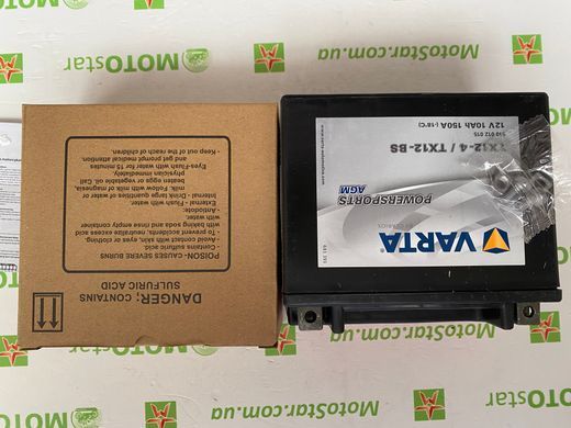 VARTA YTX12-BS (YTX12-4) Powersports AGM Аккумулятор 10 А/ч, 150 А, (+/-), 152х88х131 мм