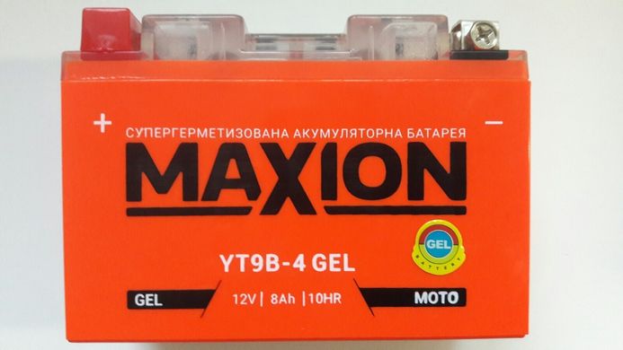 Акумулятор гелевий MAXION MXBM-YT9B-4 GEL (+/-) 12V, 8Ah , 115 А EN, 150x70x105 мм вага 2,68кг
