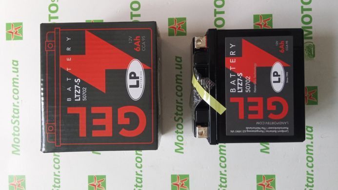 Мотоаккумулятор LP GEL GTZ7-S (MG LTZ7-S)12V, 6Ah, 113x70x105 мм, вес 2,3 кг