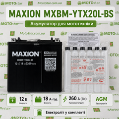 YTX20L-BS MAXION Мото аккумулятор, 12V, 18Ah, 175x87x155 мм