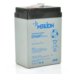 Аккумуляторная батарея MERLION AGM GP660F1 6 V 6Ah ( 70 x 47 x 100 (105) ) White/Black Q20
