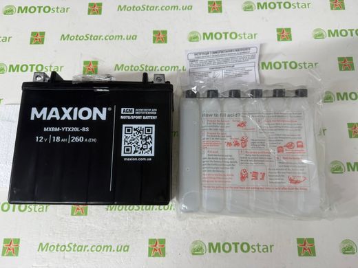YTX20L-BS MAXION Мото акумулятор, 12V, 18Ah, 175x87x155 мм