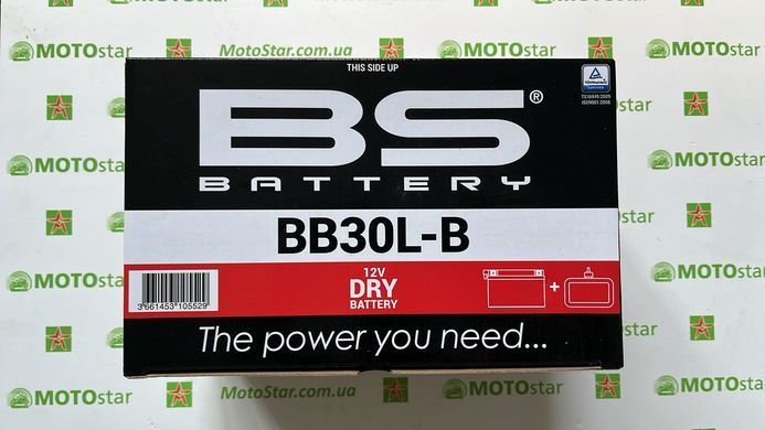 Акумулятор BS BB30L-B (YB30L-B) 12V, 30Ah, 300A, 168X132X176 мм