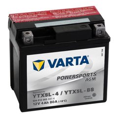 VARTA YTX5L-BS (YTX5L-4) Powersports AGM Аккумулятор 4 А/ч, 80 А, (-/+), 114х71х106 мм