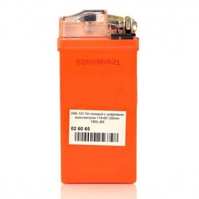 Акумулятор YB5L-BS (YB5L-B) VLAND гелевый 12V 5A, с цифровим вольтметром 119x60x129 мм