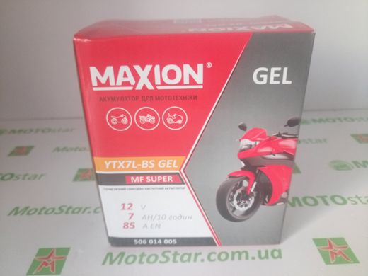 YTX7L-BS MAXION (GEL) Мото аккумулятор гелевый, 12V, 7Ah, 113x70x132 мм