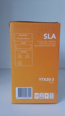 Мотоаккумулятор LANDPORT YTX20-3 SLA 310A (YB18L-A/YTX20L-BS) -/+, 12V 18AH,175X87X155мм, 5,92кг