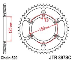 JTR897,52SC Задня зірочка KTM 400 EXC 09-10