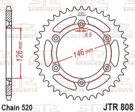 JT JTR808.46 - Зірка задня KAWASAKI KLX; SUZUKI DR, DR-Z, RM, RM-X, RM-Z, TSR 100-450 1979-2019