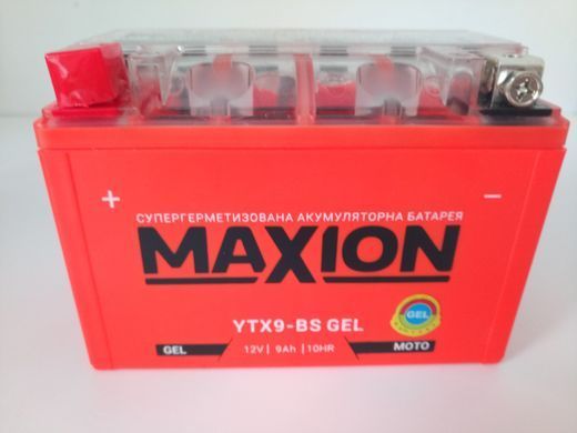 Акумулятор гелевий MAXION MXBM-YTX9-BS GEL (+/-) 12V, 9Ah, 120А EN, 150x87x107 мм, вага 2.94кг