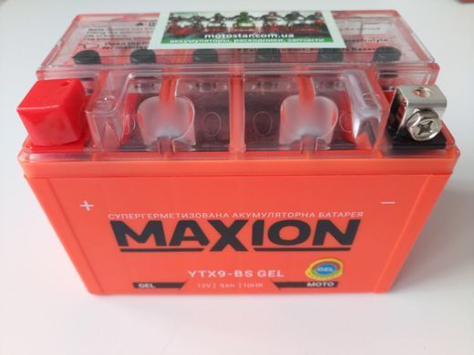 Акумулятор гелевий MAXION MXBM-YTX9-BS GEL (+/-) 12V, 9Ah, 120А EN, 150x87x107 мм, вага 2.94кг