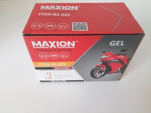 Акумулятор гелевий MAXION MXBM-YTX9-BS GEL (+/-) 12V, 9Ah, 120А EN, 150x87x107 мм, вага 2.94кг