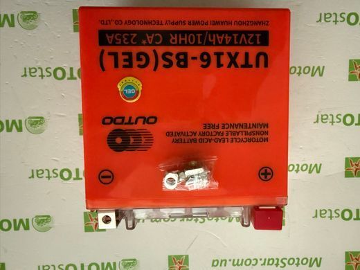 Акумулятор OUTDO YTX16-BS 12V, 14Аh GEL, 148x87x161 мм, вага 5,04 кг