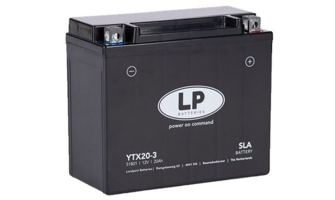 Мотоаккумулятор LANDPORT YTX20-3 SLA 310A (YB18L-A/YTX20L-BS) -/+, 12V 18AH,175X87X155мм, 5,92кг