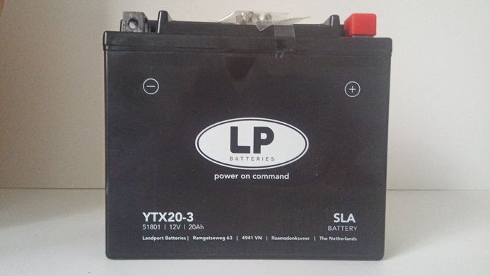 Мотоаккумулятор LANDPORT YTX20-3 SLA 310A (YB18L-A/YTX20L-BS) -/+, 12V 18AH,175X87X155мм, 5,92кг