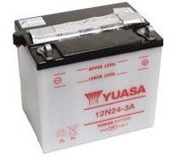 Мотоакумулятор YUASA 12N24-3A 12V, 24Ah, д. 186, ш. 126, в.177, обсяг 1,8, вага 7,9 кг, без електроліту