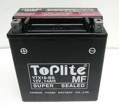 Мотоакумулятор TOPLITE YTX16-BS 12V,14Ah,д. 150, ш. 87, в.161, электролит в к-те, вес 4,7 кг