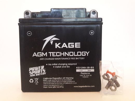 KAGE KG12N9-3B-BS Мото аккумулятор 9 A/ч, 95 A, (-/+), 135x75x139 мм