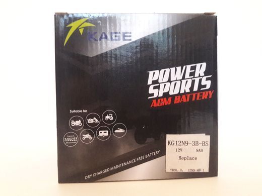 KAGE KG12N9-3B-BS Мото аккумулятор 9 A/ч, 95 A, (-/+), 135x75x139 мм