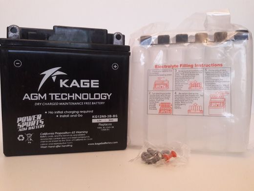 KAGE KG12N9-3B-BS Мото аккумулятор 9 A/ч, 95 A, (-/+), 135x75x139 мм
