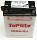 Мотоакумулятор TOPLITE 12N12A-4A-1 12V,12Ah,д. 136, ш. 81, в.161, объем 0,8, вес 4,2 кг,без электролита