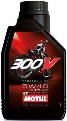 Олива Motul 300V 4T FACTORY LINE OFF ROAD SAE 5W40, 1 лiтри, (845611, 104134)