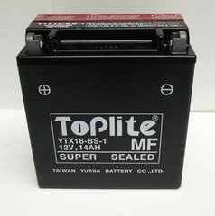 Мотоакумулятор TOPLITE YTX16-BS-1 12V,14Ah,д. 150, ш. 87, в.161, электролит в к-те, вес 4,7 кг