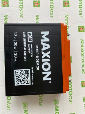 Тяговий акумулятор Maxion AGM MXBP 6-DZM-20 універсальний герметизований 12V 20Ah M4 181х77х167 мм вага 6,5 кг