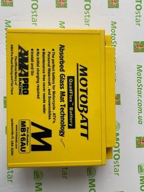 Motobatt MB16AU Мото акумулятор 20,5 А/ч, 230 А, (-/+), 207x72x164 мм